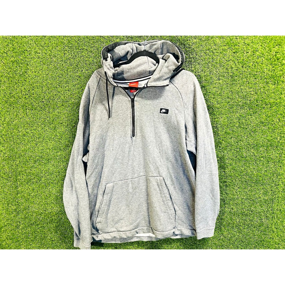 Nike Men's 2XL Gray 1/2 Zip Fleece Hoodie Sweatshirt Pockets Solid